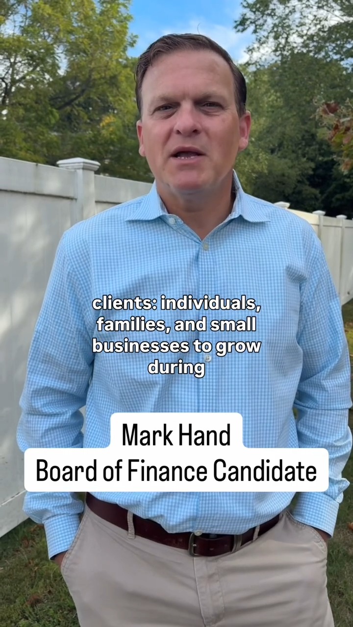Here is Board of Finance candidate (and Goodwin Dad!) Mark Hand, asking ...