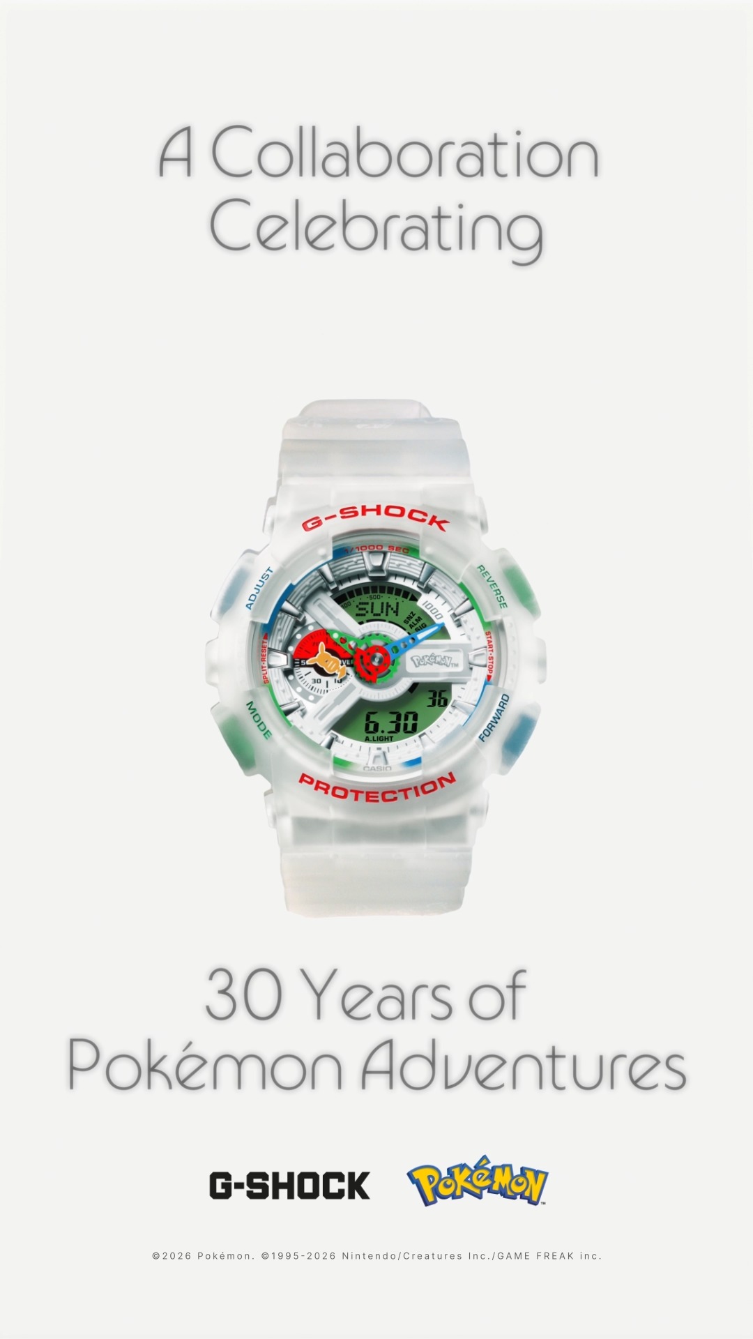 A collaboration model celebrating Pokémon's 30-year milestone. The