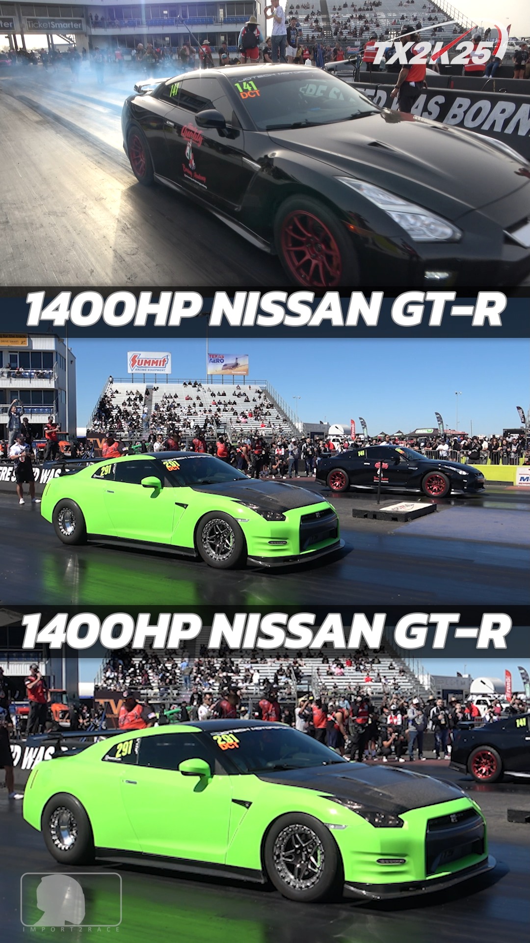 1400hp Nissan GTR vs 1400hp Nissan GT-R Drag Racing TX2K25 @ Texas ...