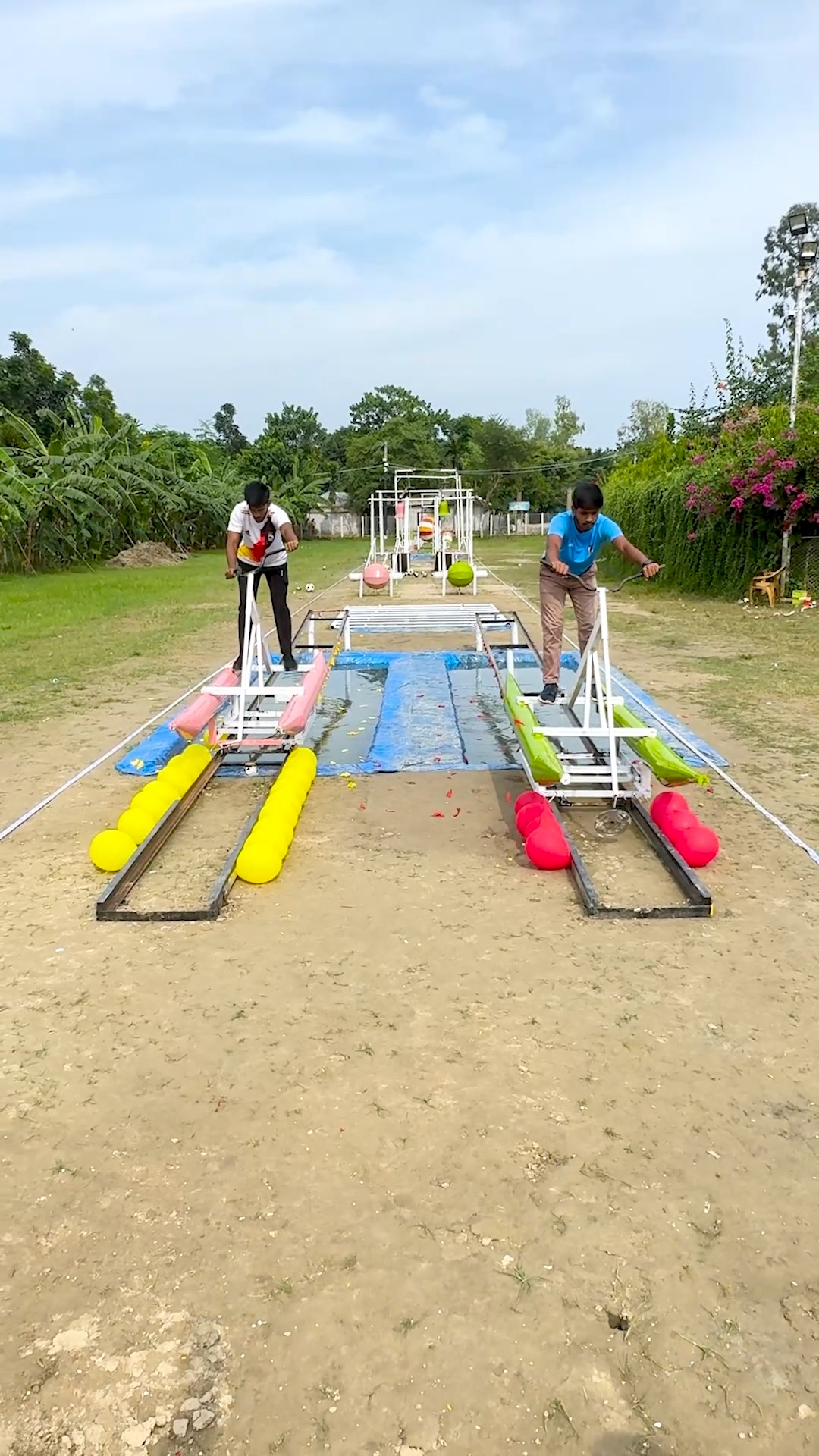 they have to face water boats, bike ramps, and a crazy football ...