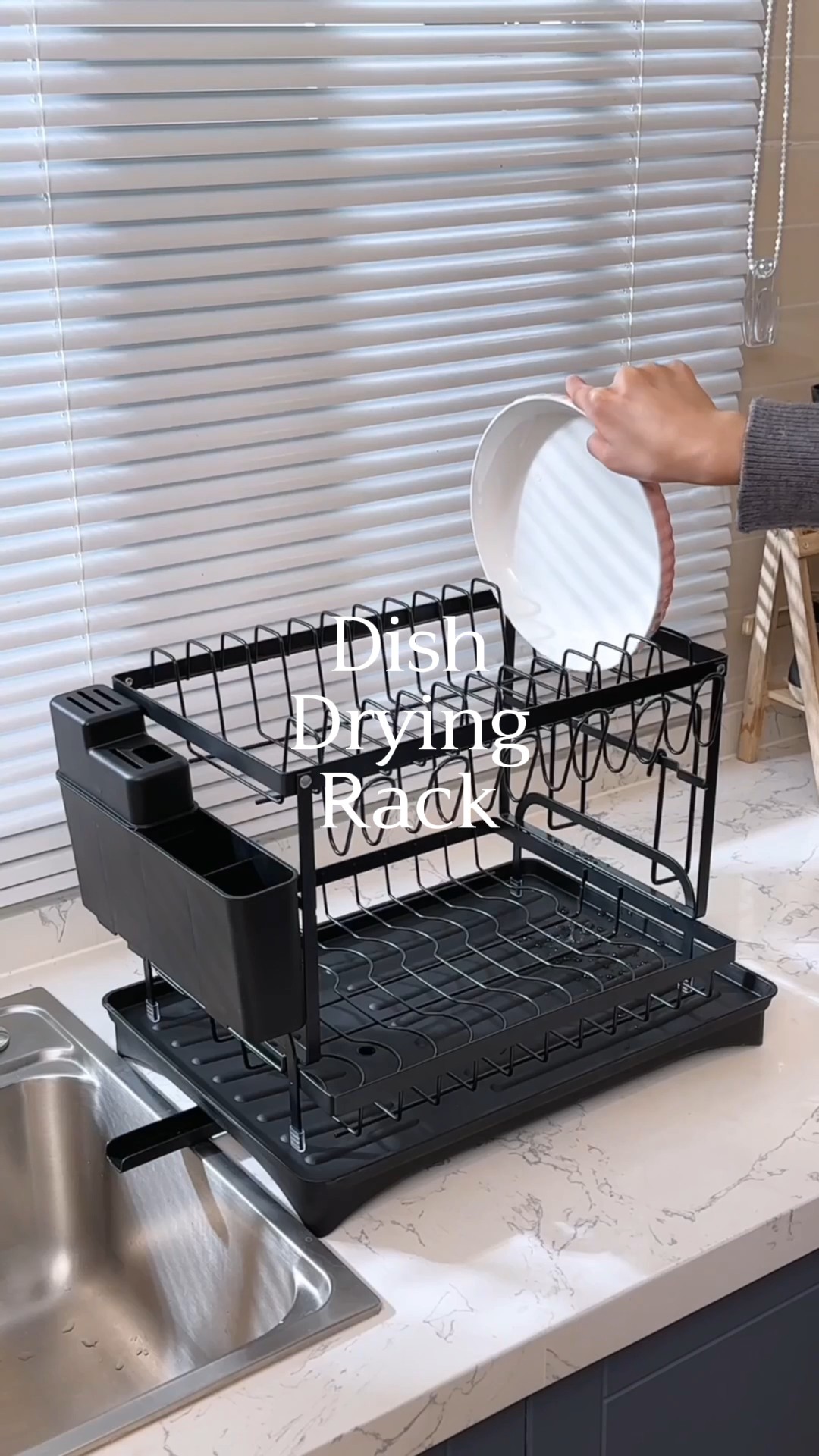 This Large Capacity Dish Rack holds it all — from pots to wine glasses ...