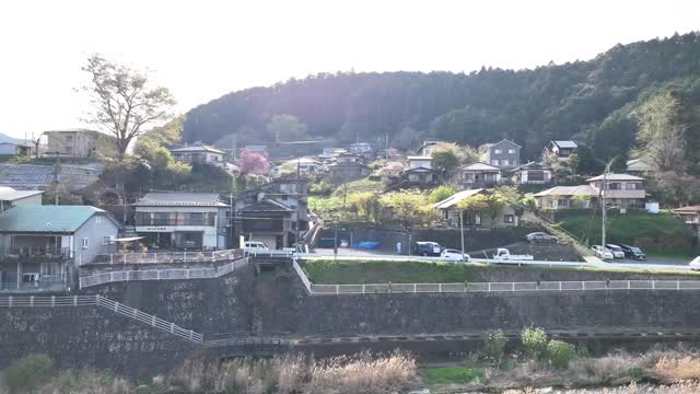 大子の春の風景、空撮版☘️✨ 久慈川の池田橋あたりや、久慈川上空