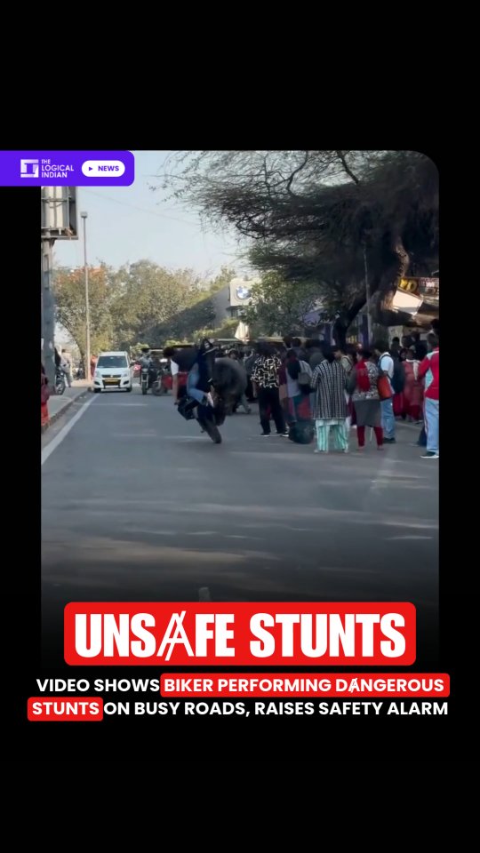 A video showing a biker performing dⱥngerous stunts on busy roads has ...
