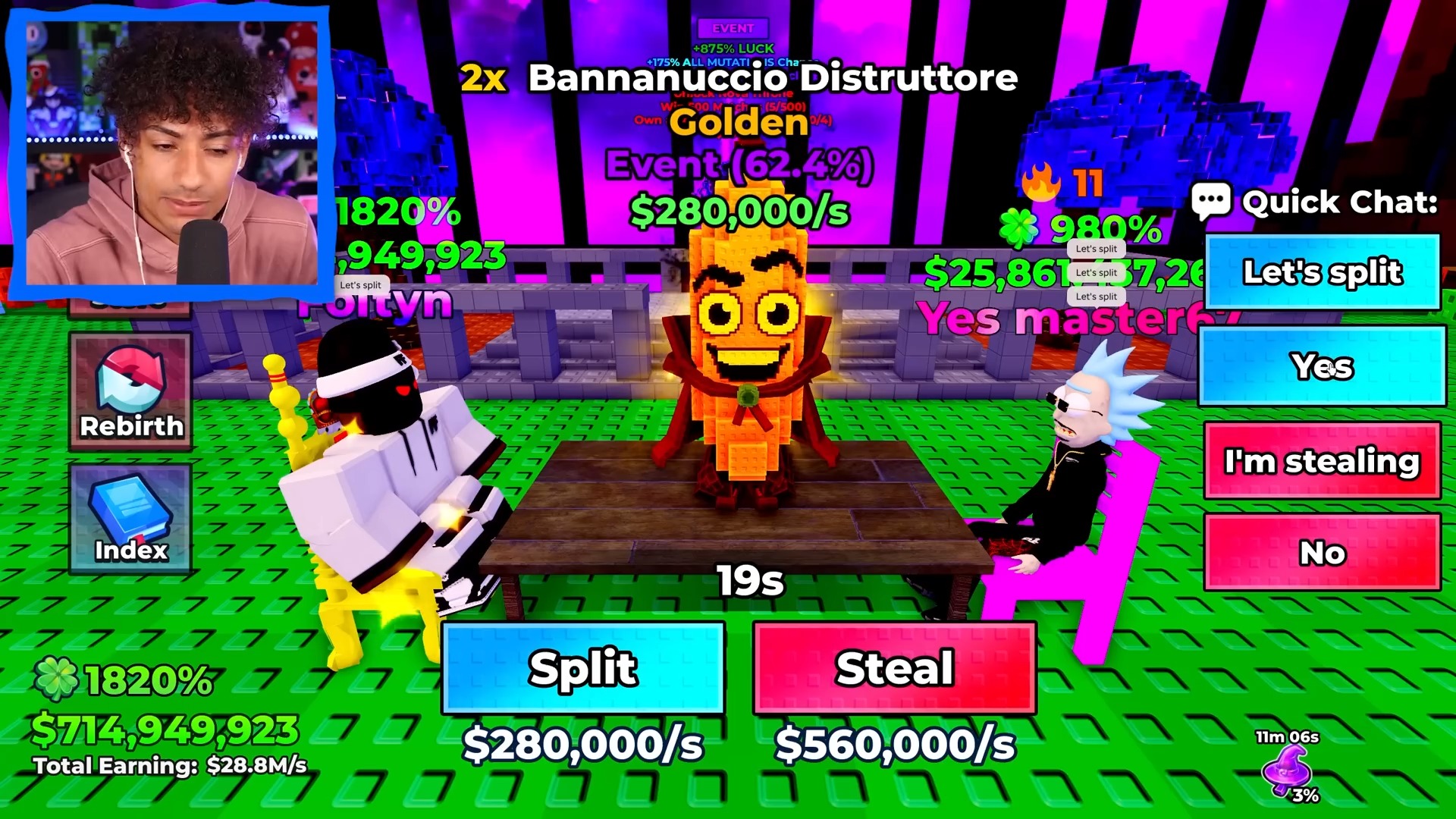 ROBLOX SPLIT OR STEAL BRAINROTS.. | Foltyn FB
