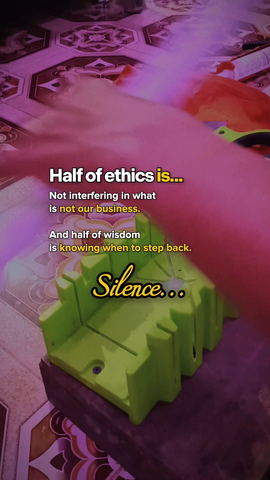In the quiet details of the background, ethics means not interfering ...