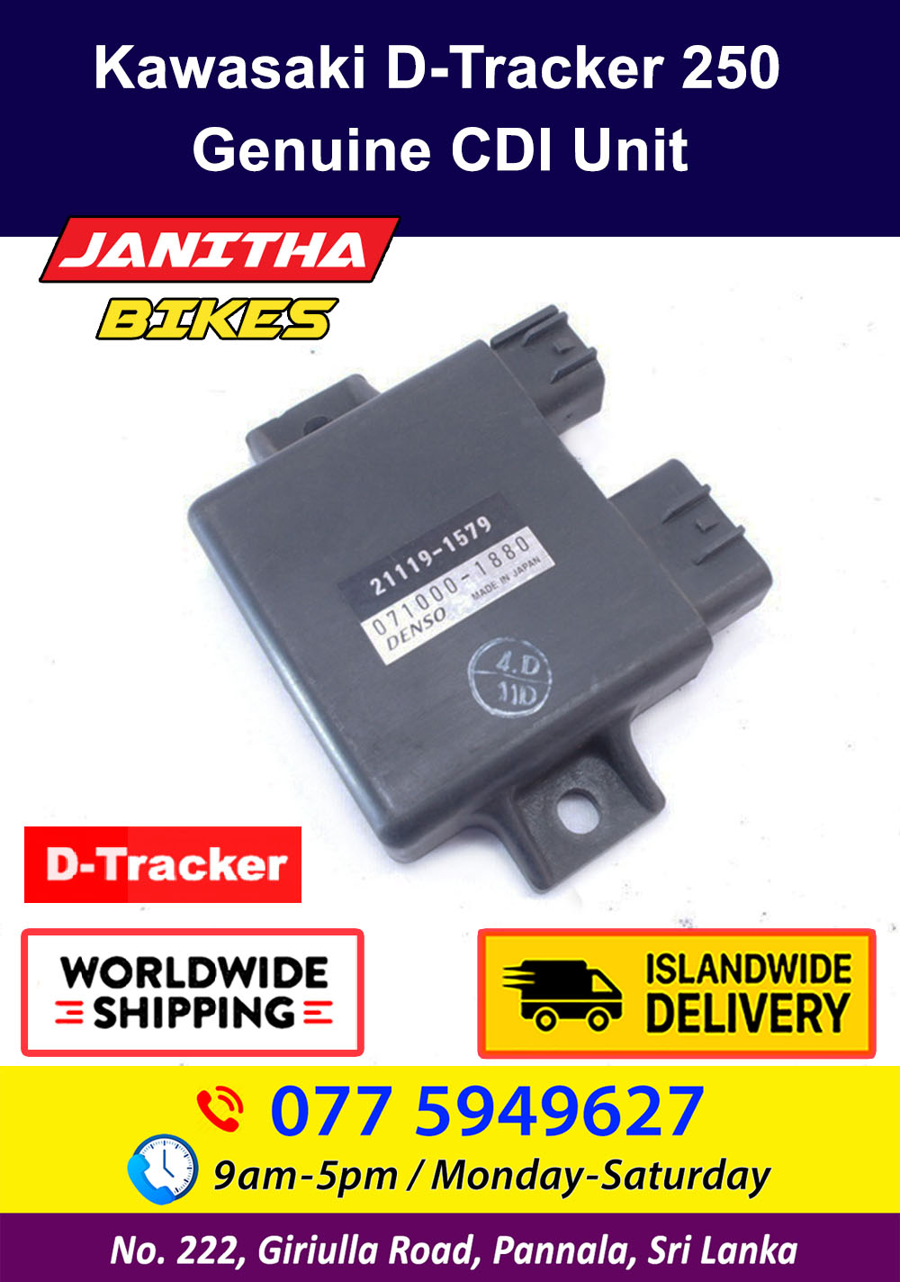 Kawasaki D-Tracker 250 Genuine CDI Unit ? Hotline : 077 5949627 