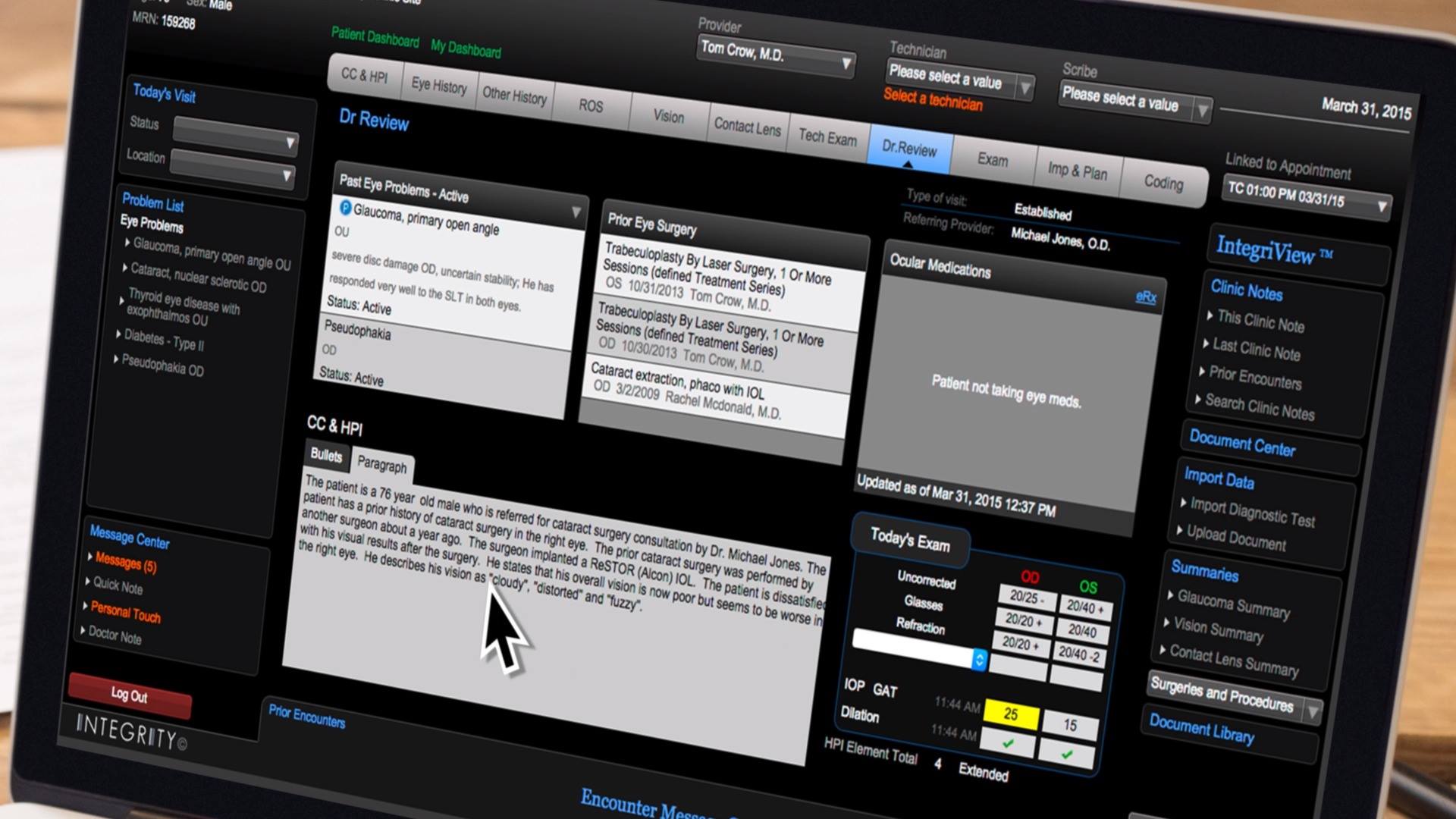 Integrity EMR for Eyes - Home