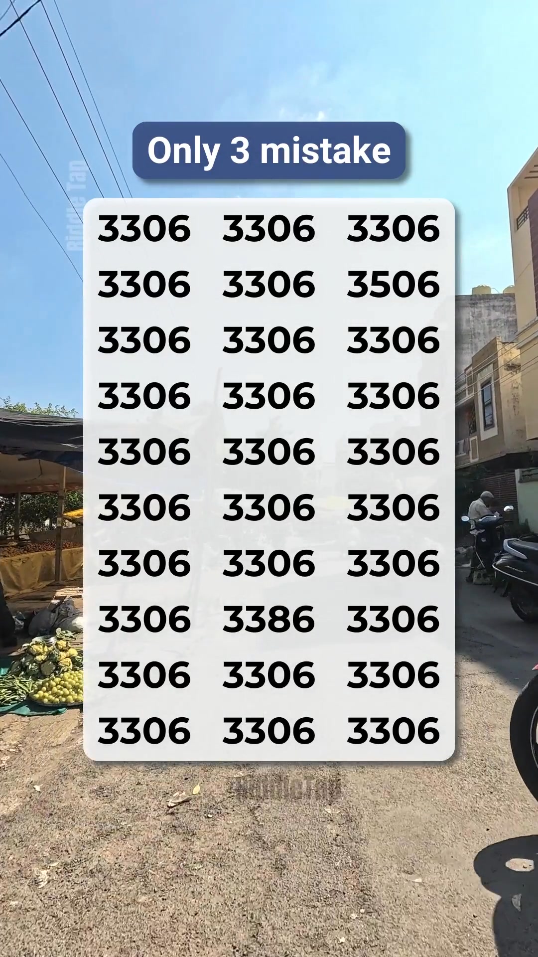 Spot 3 mistakes among these tricky 3306 numbers! 🔎 #BrainTeaser #Search ...