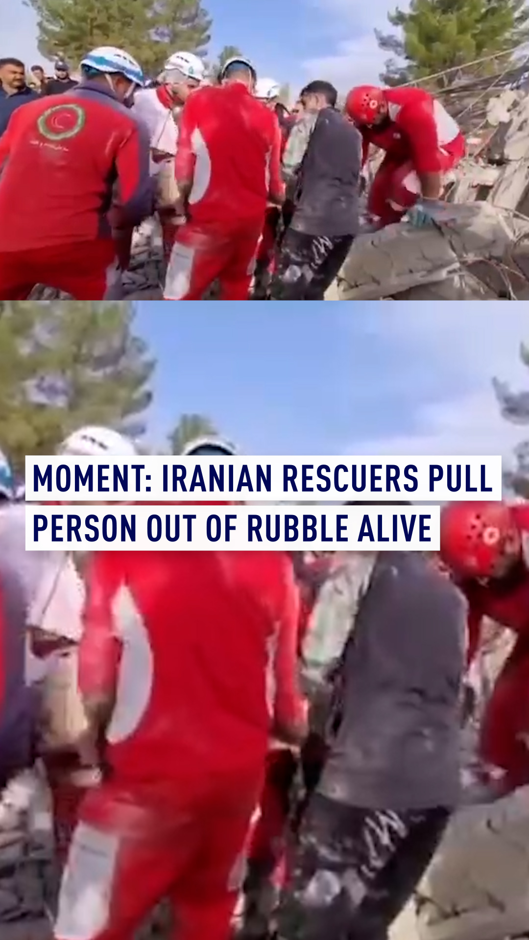 Dramatic video filmed by the Iranian Red Crescent shows rescuers ...