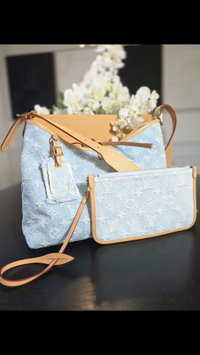 Louis Vuitton Monogram Denim CarryAll PM in Sky Blue, a seasonal