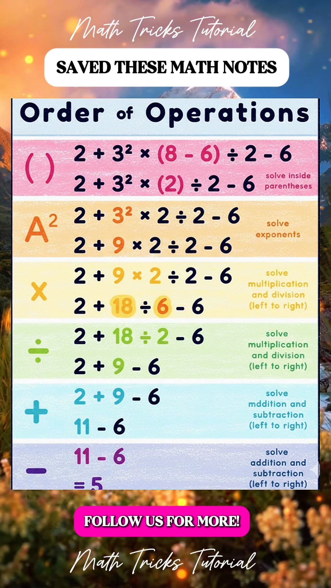 Math Operation Math Notes | Math Tricks Tutorial | Facebook