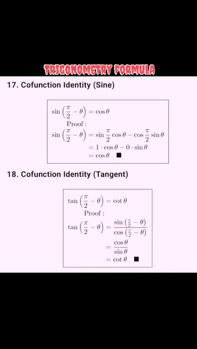 Trigonometry formula #viralreels #viral #maths | Mathematics Hub | Facebook