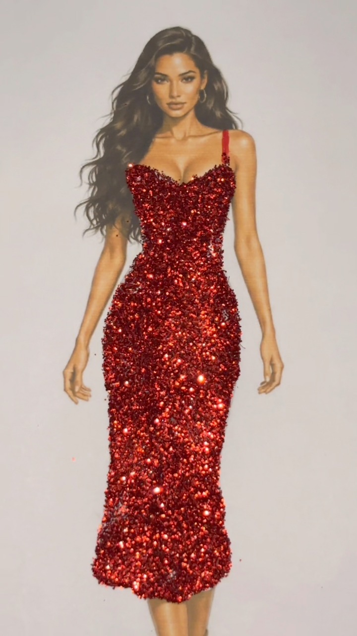 glam and glitter dress Hot in red 🔥♥️ #glitter #glitterdress #glitterart #fashion #satisfyingart | Art by Dean Collection: REACTIVE