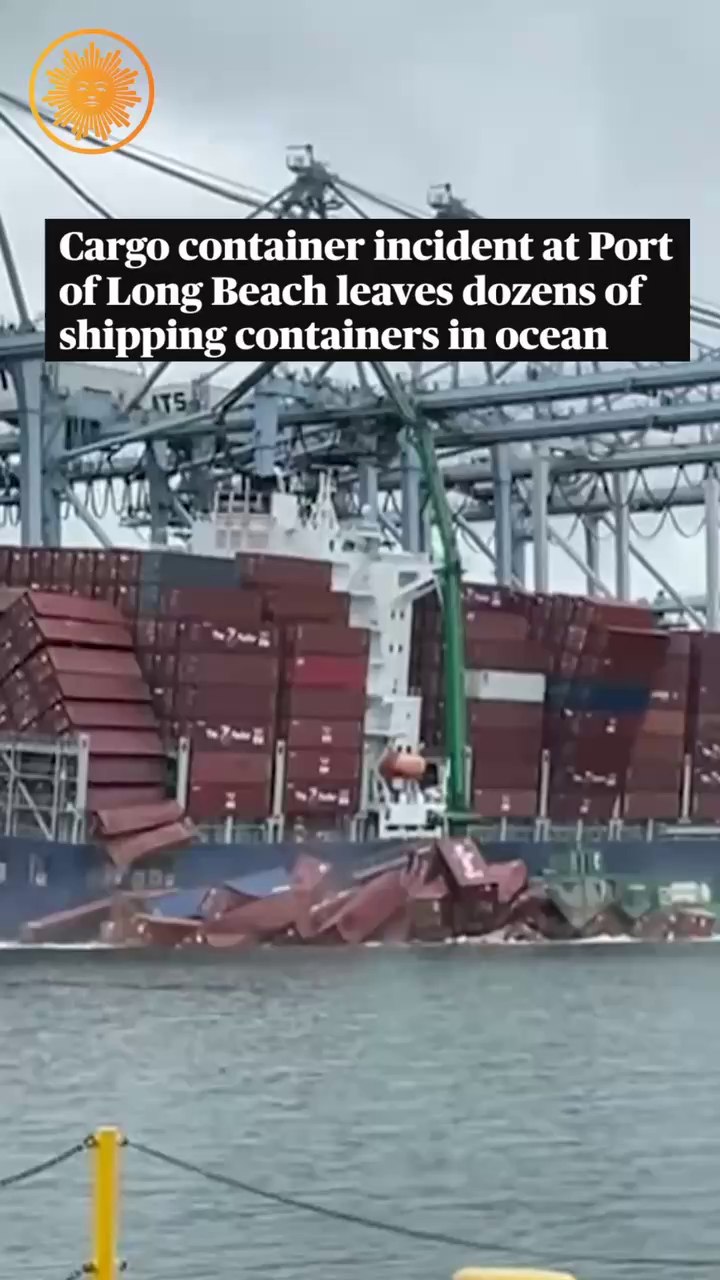 Dramatic video shows shipping containers falling into the ocean at Long ...