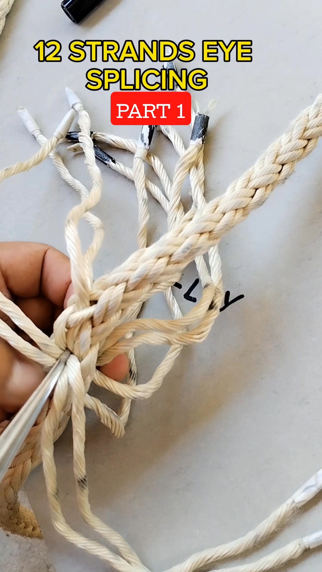 PAANO MAGSPLICE NG 12 STRANDS ROPE EYE SPLICING, 1 BY 1 METHOD.. #fyp # ...