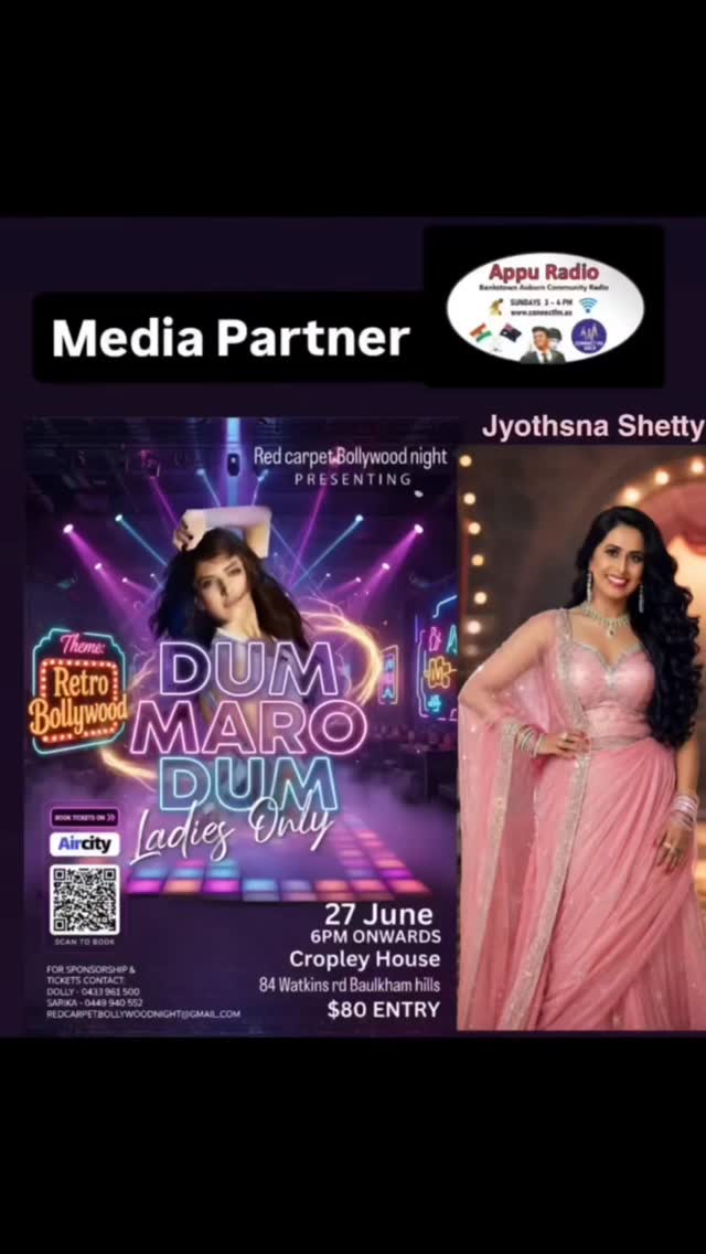 bollywood retro theme dress for ladies ✨💃 Ladies, get ready a glamorous night of magic! 💃✨, Step into the world of iconic Bollywood beats, dazzling outfits, dance, fun, and unforgettable vibes at Dum Maro Dum – point toe