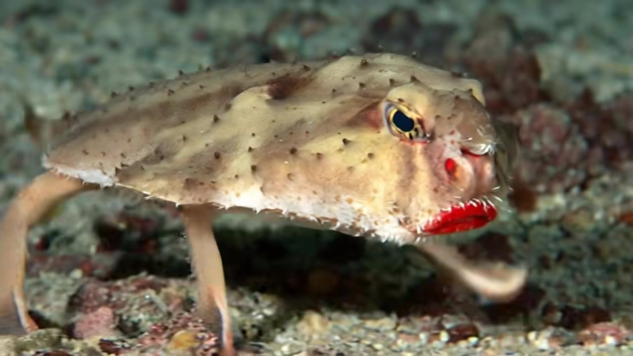Meet the Red-lipped Batfish — nature’s most fabulous bottom-dweller! 🦇💋 ...