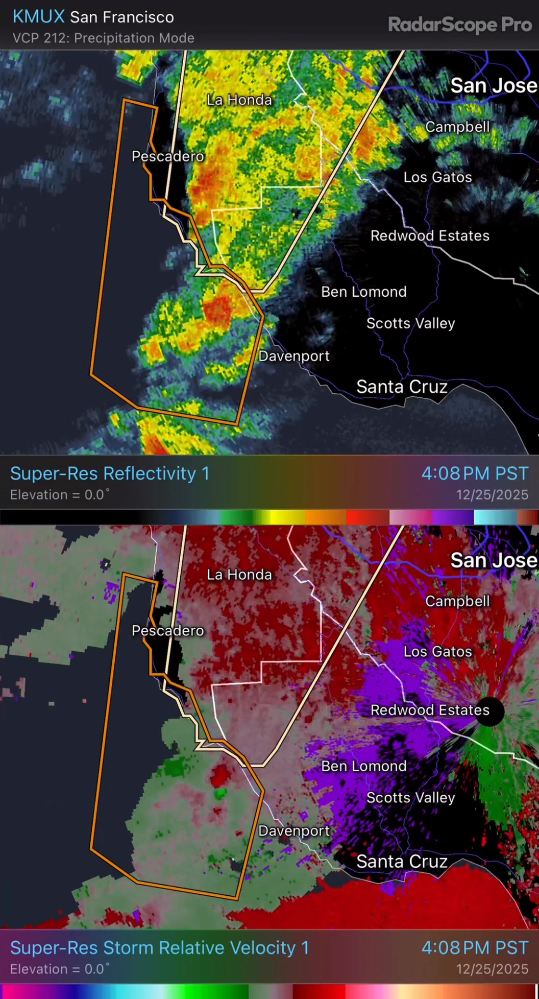 And some radar detected rotation onshore as these cells move inland ...
