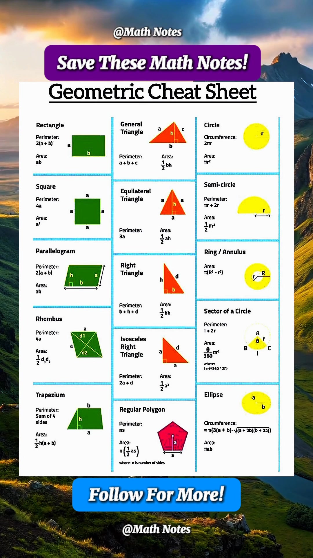 Geometric Sheet Cheat Math Notes | Math Notes | Facebook