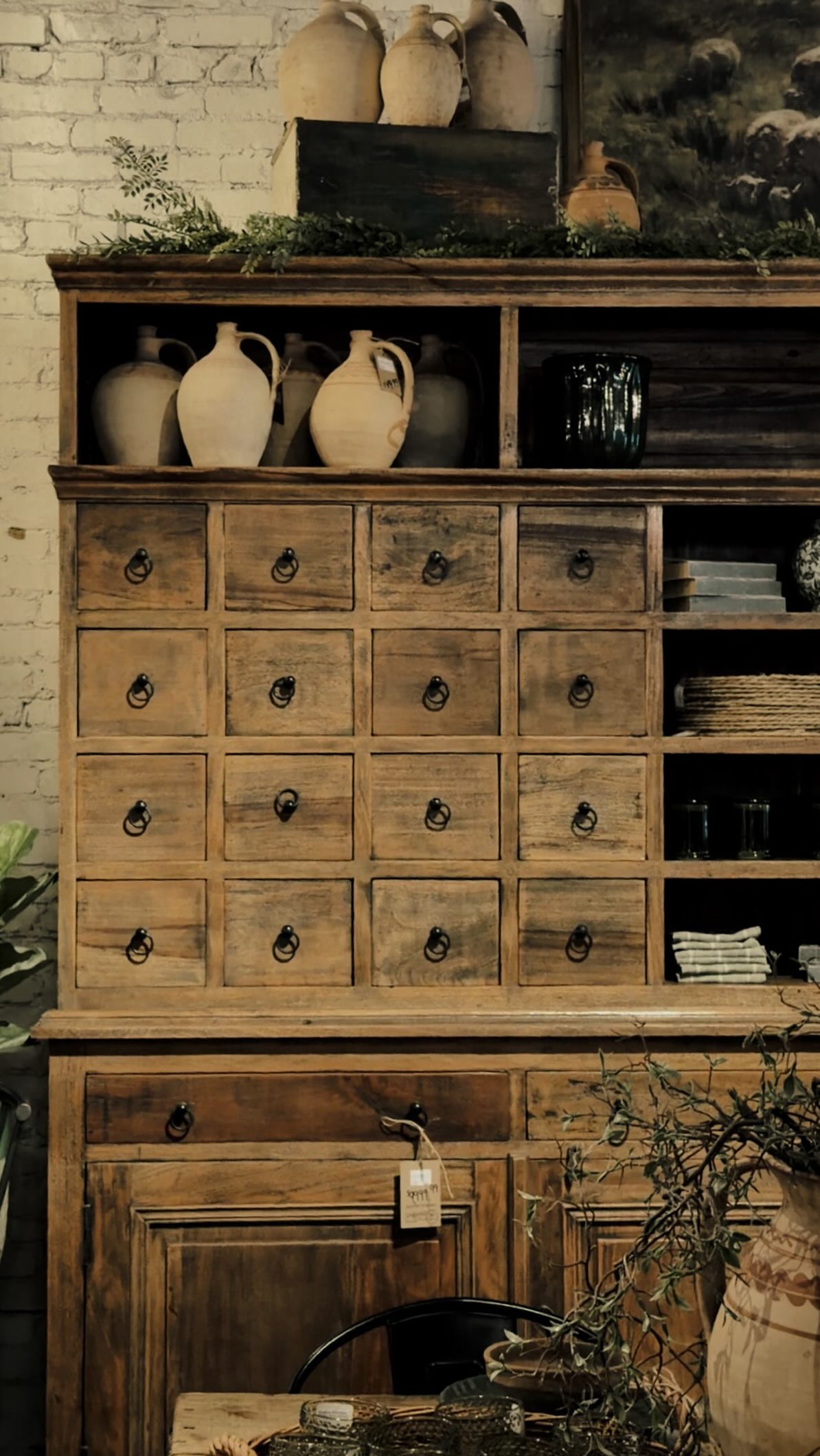 アンティークファニチャー Just got in this stunning wooden cabinet hutch (~131” x 18” x 97