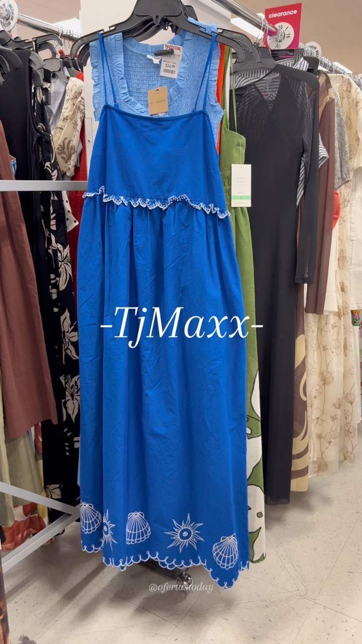 tj maxx blue dress 😍 I Always Love The Dresses At Maxx, #tjmaxx #dresses #summerstyle #fashionfinds #fashioninspiration | Ofertas Today Elegant Light Blue Maxi Color:Dusky Blue Satin Ball gown hand painted