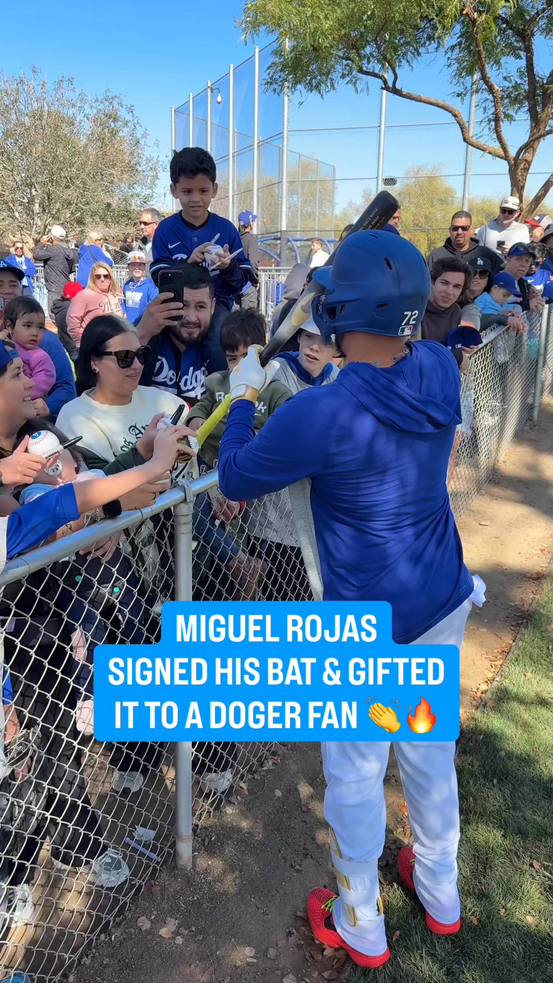 Miguel Rojas signed a bat he was hitting with at Spring Training today ...