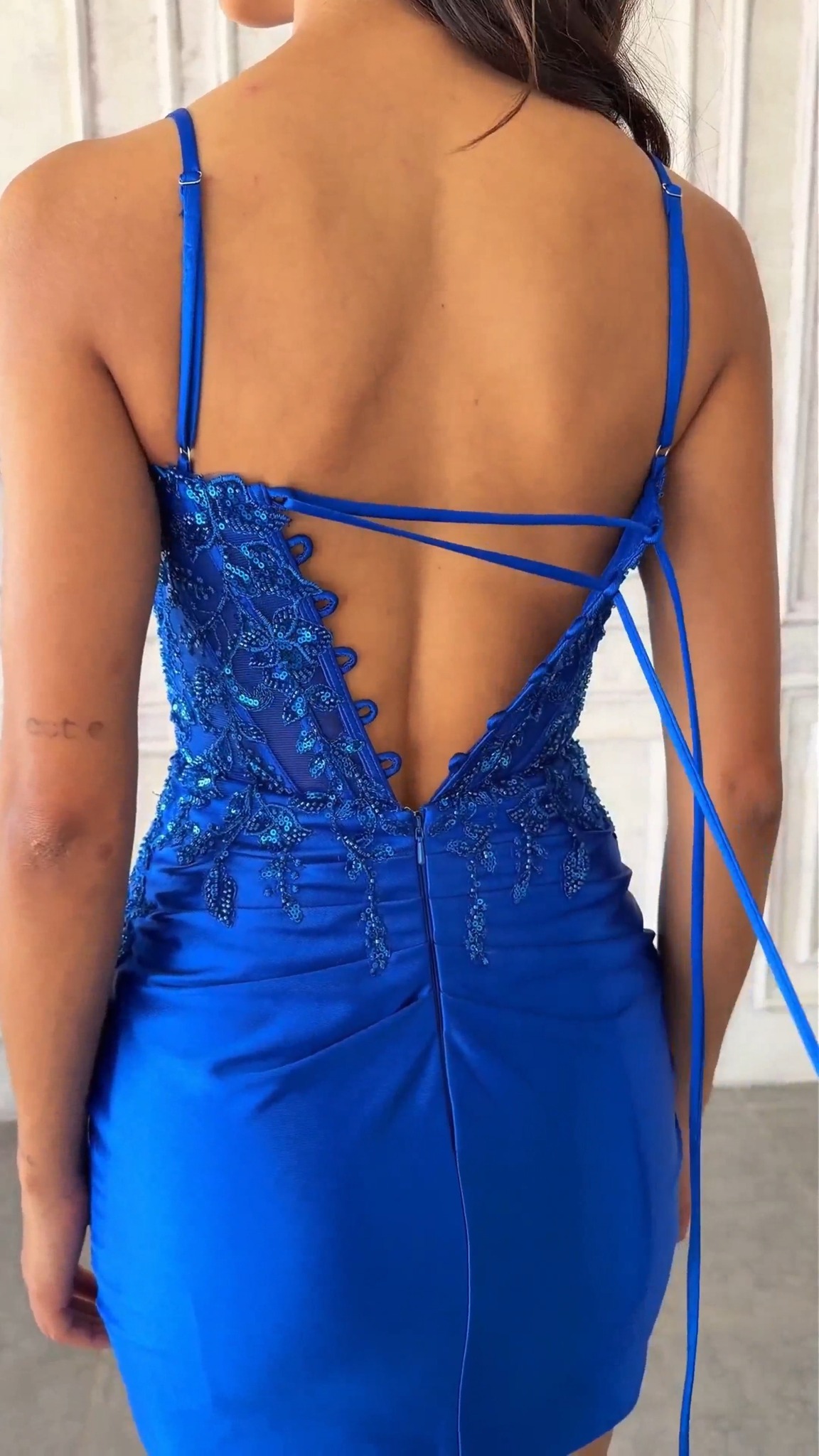 royal blue lace homecoming dress The HOCO mini is everything! Love the delicate appliqués and fitted satin — perfect for standing out at homecoming. 🙌💙, Dress style: S9257H, ., ., ., ., ., ., #stacees Cocktail dress with Bottom Size:40x32 Mauve (Thistle) Curve black dress | This Royal Blue Cute