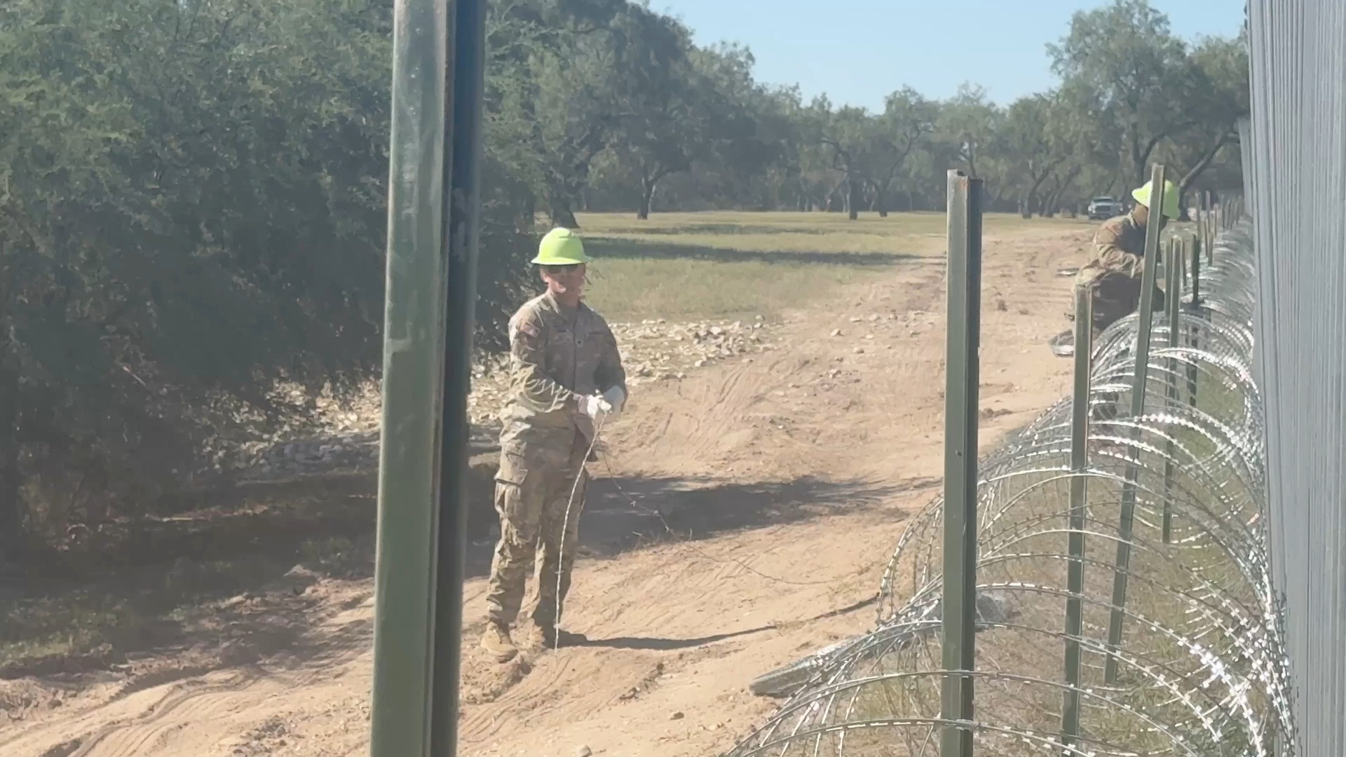 Happening now: Reinforcing the barriers down here in Del Rio—The black ...