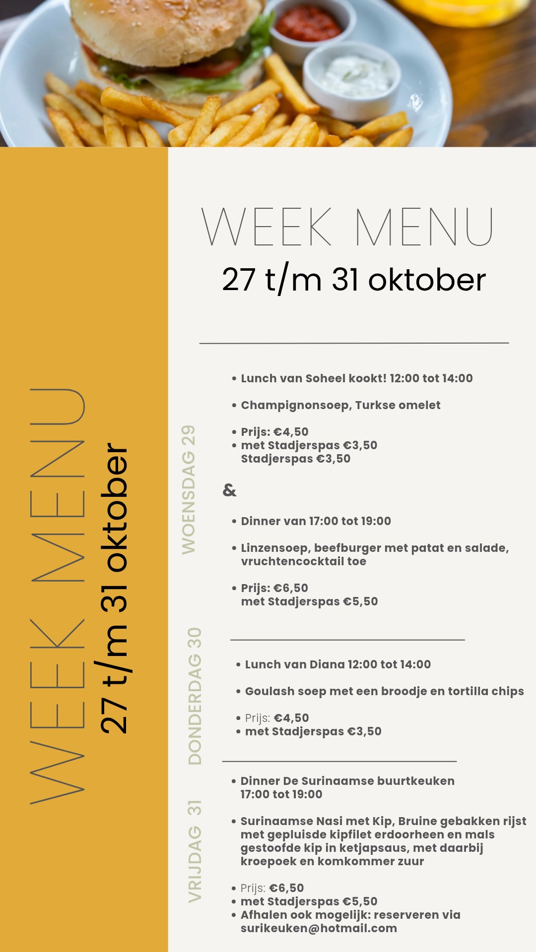 𝕎𝕖𝕖𝕜𝕞𝕖𝕟𝕦 27 𝕥/𝕞 31 𝕠𝕜𝕥𝕠𝕓𝕖𝕣.. Er staat weer iets heerlijks op het menu!🍽 ...