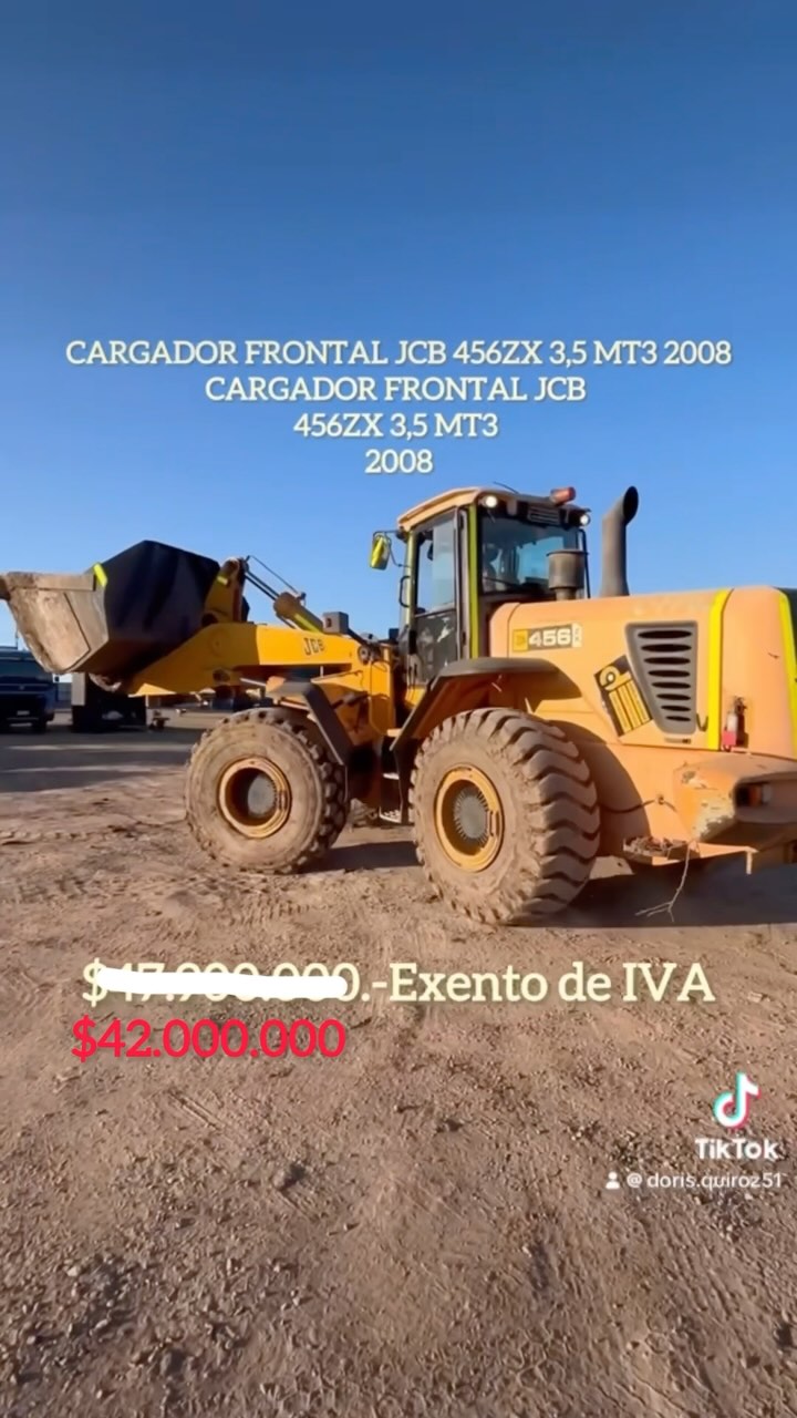 Cargador frontal marca JCB, modelo 456 ZX, año 2008, 8.945 horas