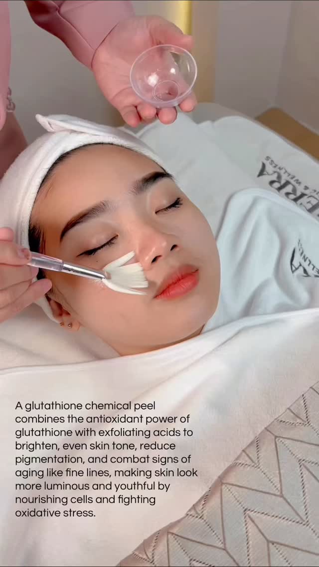 Had you tried Gluta Peel yet? ✨, Reveal brighter, smoother, and glowing skin with one of our signature chemical treatments 💆🏻‍♀️💖, Your glow-up starts here — come and experience the difference today!, 