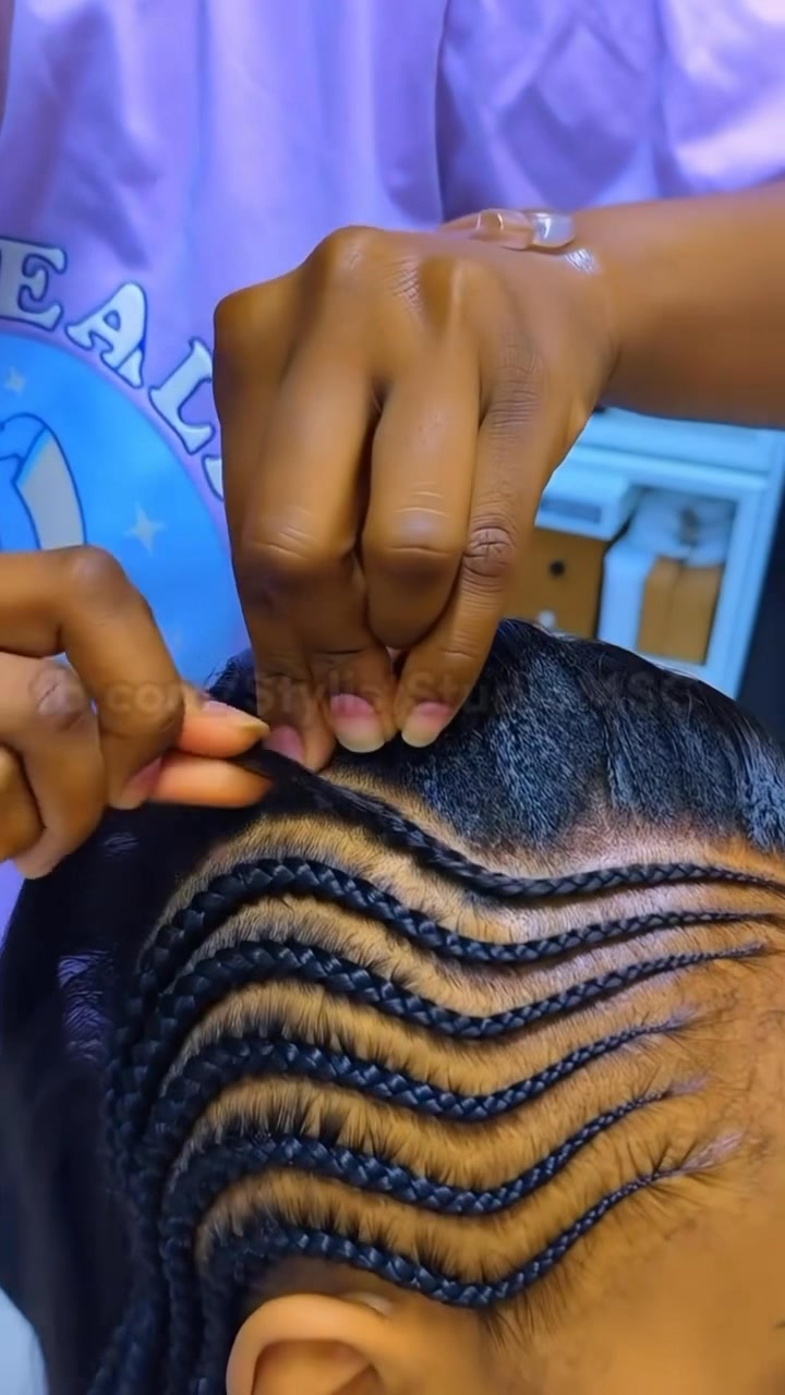 Fresh, tight cornrows finished with a nourishing scalp oil treatment ...