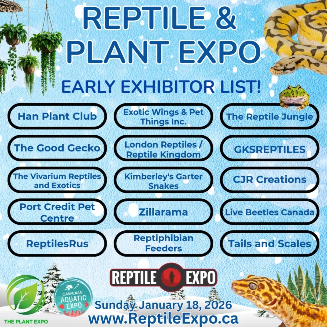 Our early Exhibitor List for the January 18, 2026 Reptile & Plant