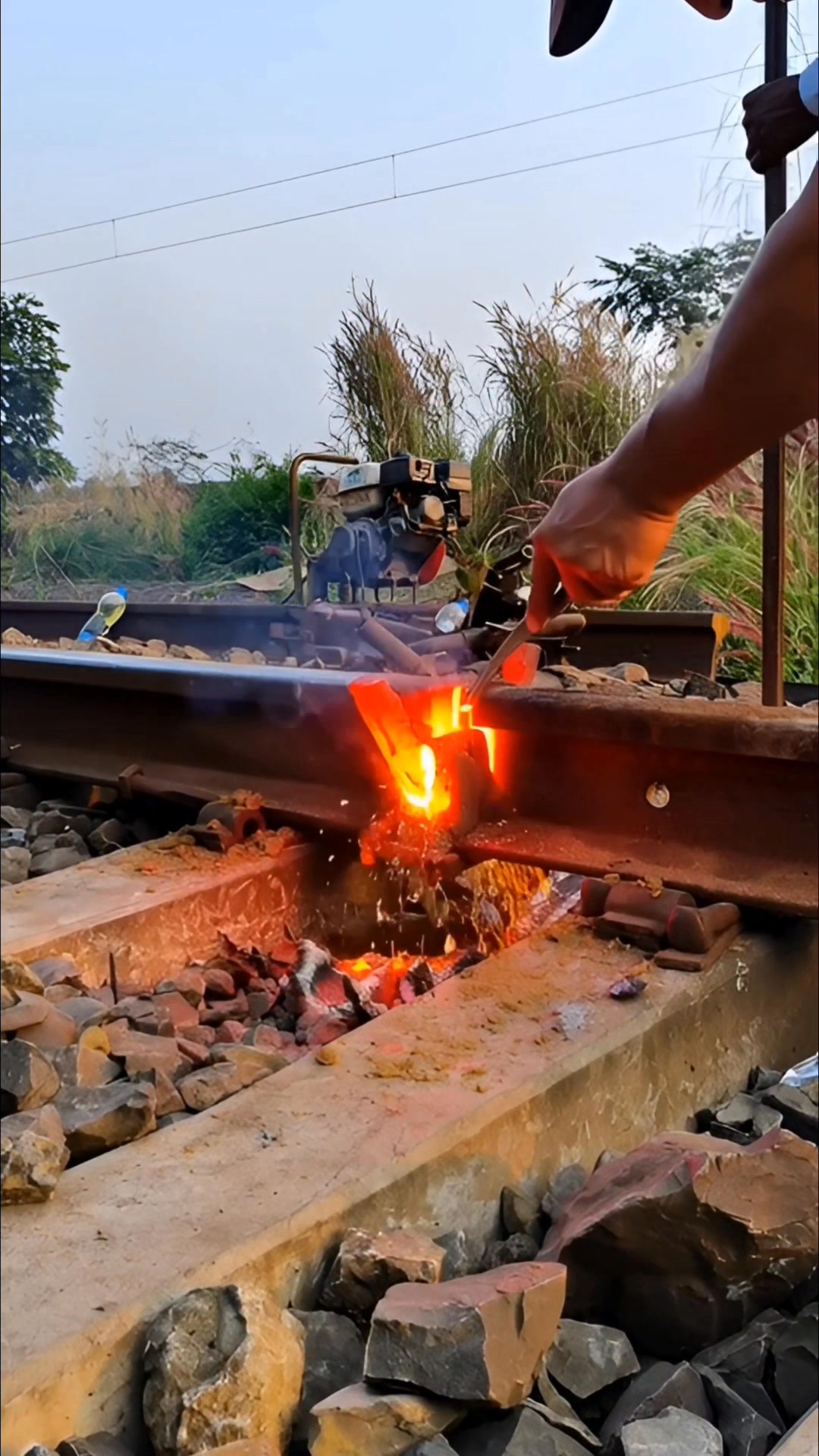 Post-welding rail process #pritepraveen #railroad #machine #fblifestyle ...