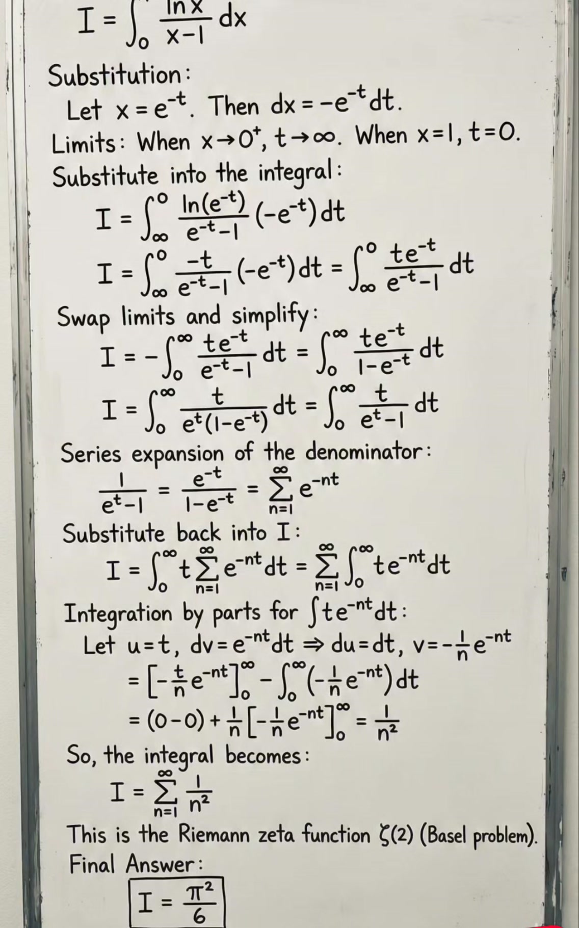 When calculus meets infinite series 🔥📐 This innocent-looking integral ∫ ...