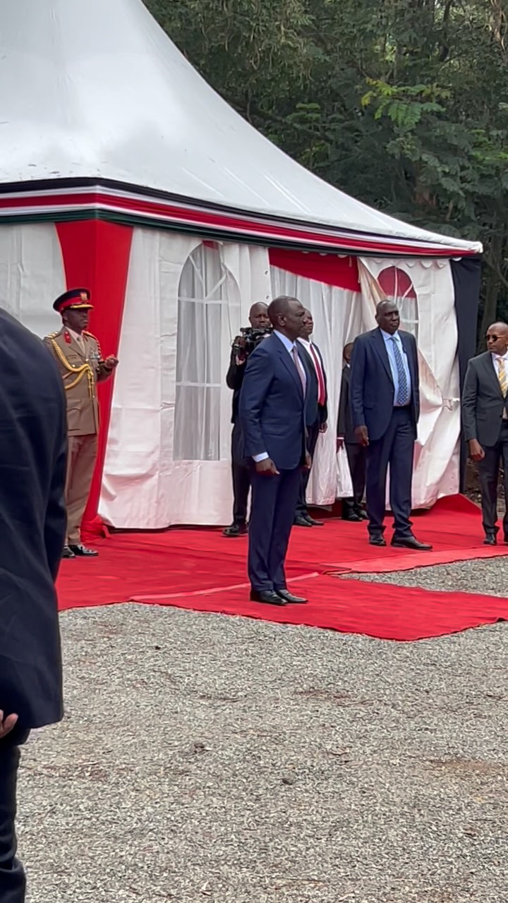 President William Ruto arrives at the Kenya School of Government for ...