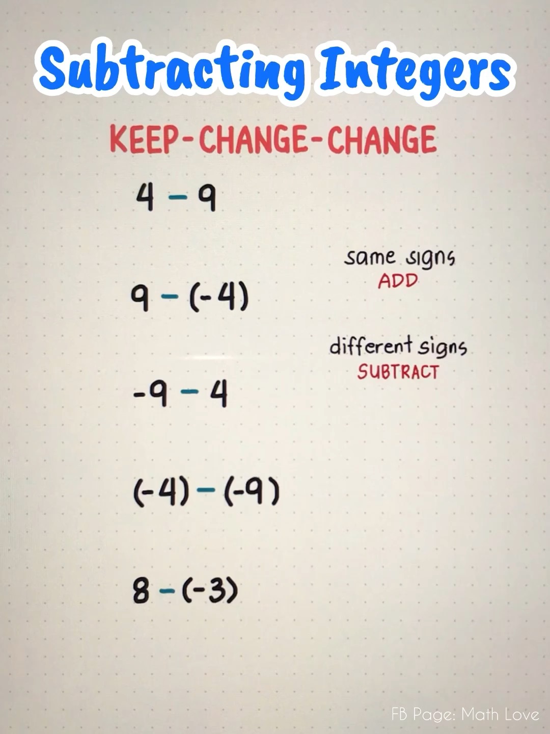 How to subtract integers using KCC Method #math #mathlove #mathmatics # ...