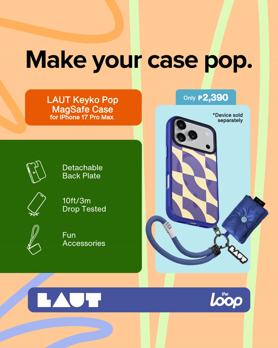Add a pop of fun to your case 😊 The LAUT Keyko Pop MagSafe Case