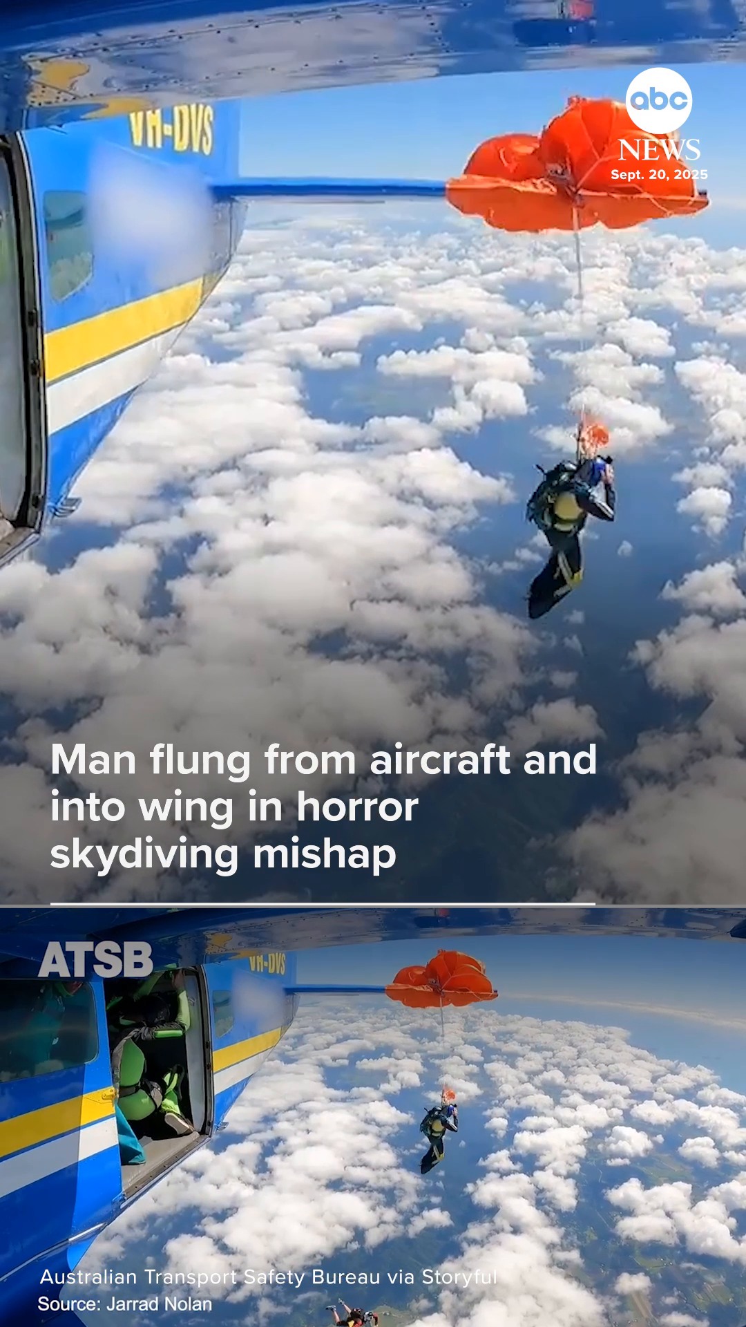 Terrifying footage captured the heart-stopping moment a skydiver was ...