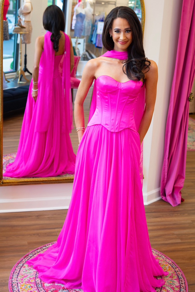 formal dress shops in greenville nc You can never go wrong with pink chiffon🩷, #prom #hocodress #hoco #sherrihill | Crownies Couture REWARDS