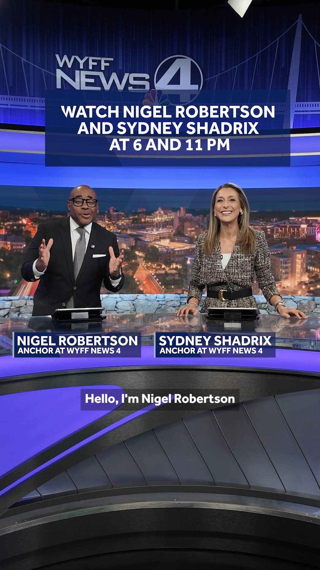 Nigel Robertson welcomes Sydney Shadrix to the anchor desk at 6 PM ...