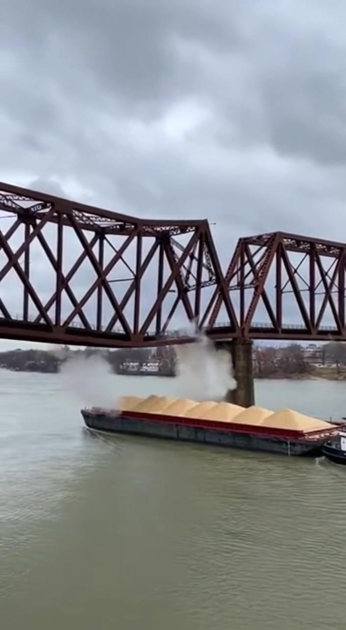 Controlled Bridge Demolition Falls Wrong Way onto Passing Barge # ...