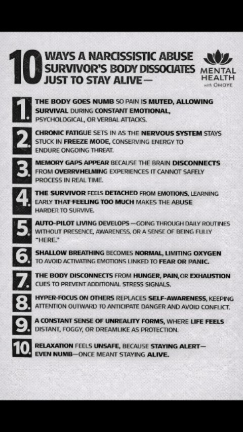 10 Ways a Narcissistic Abuse Survivor’s Body Dissociates Just to Stay ...