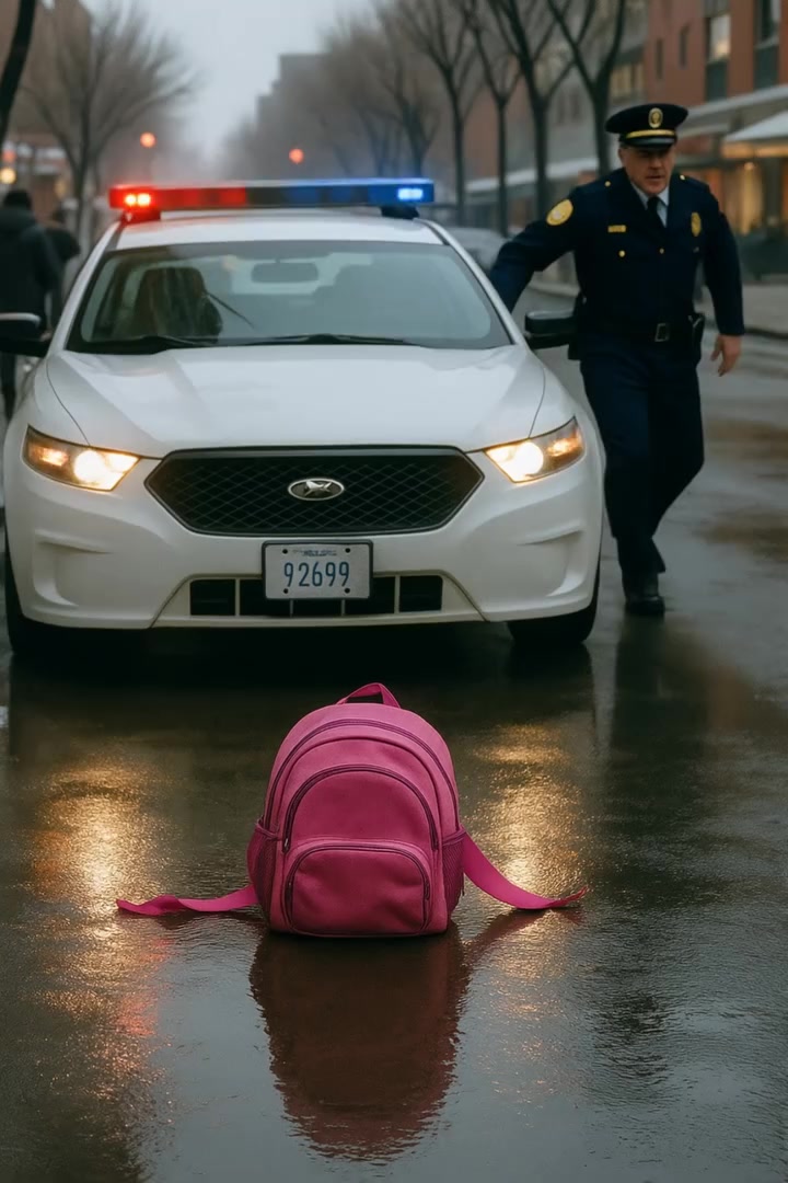 The sergeant noticed a girl with a pink backpack standing in the middle ...