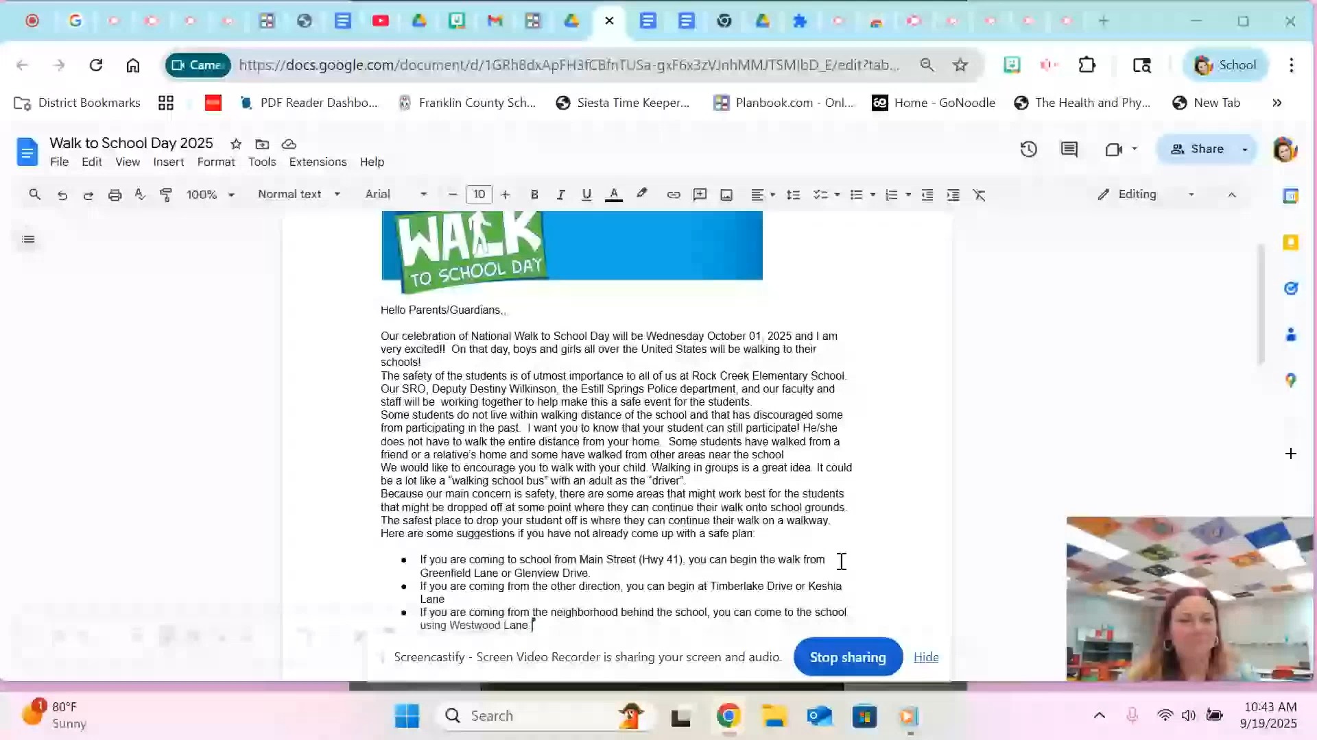 Here's a message from Ms. Rowe regarding our upcoming Walk to School ...