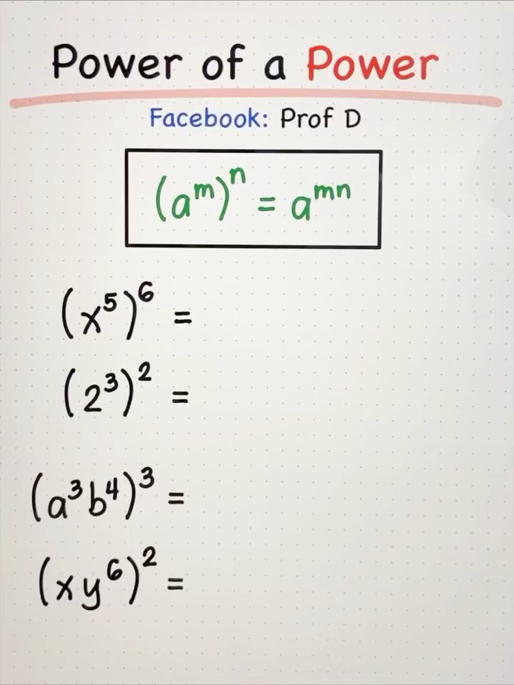 Basic Math Review: Power of a Power! | Prof D