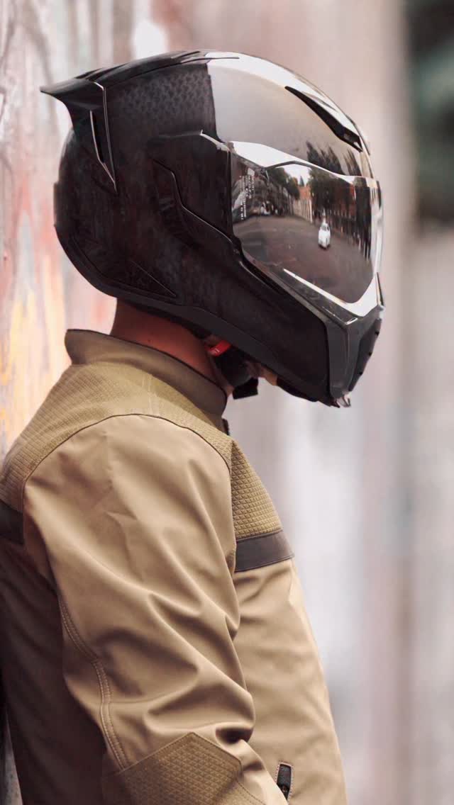 icon airflite helmet on rider Ultraflite Solid Full Face Motorcycle The visually Icon Airflite | Back Street