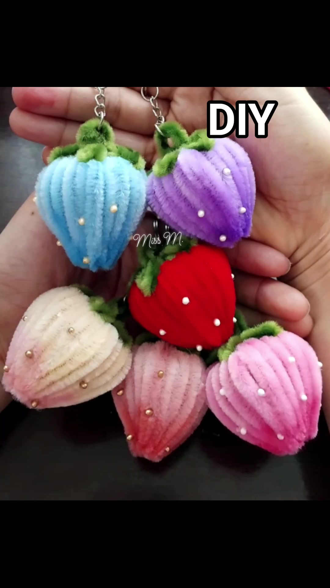 Colorful Strawberry key chain. Fuzzy wire craft. #diy #craft #handmade ...