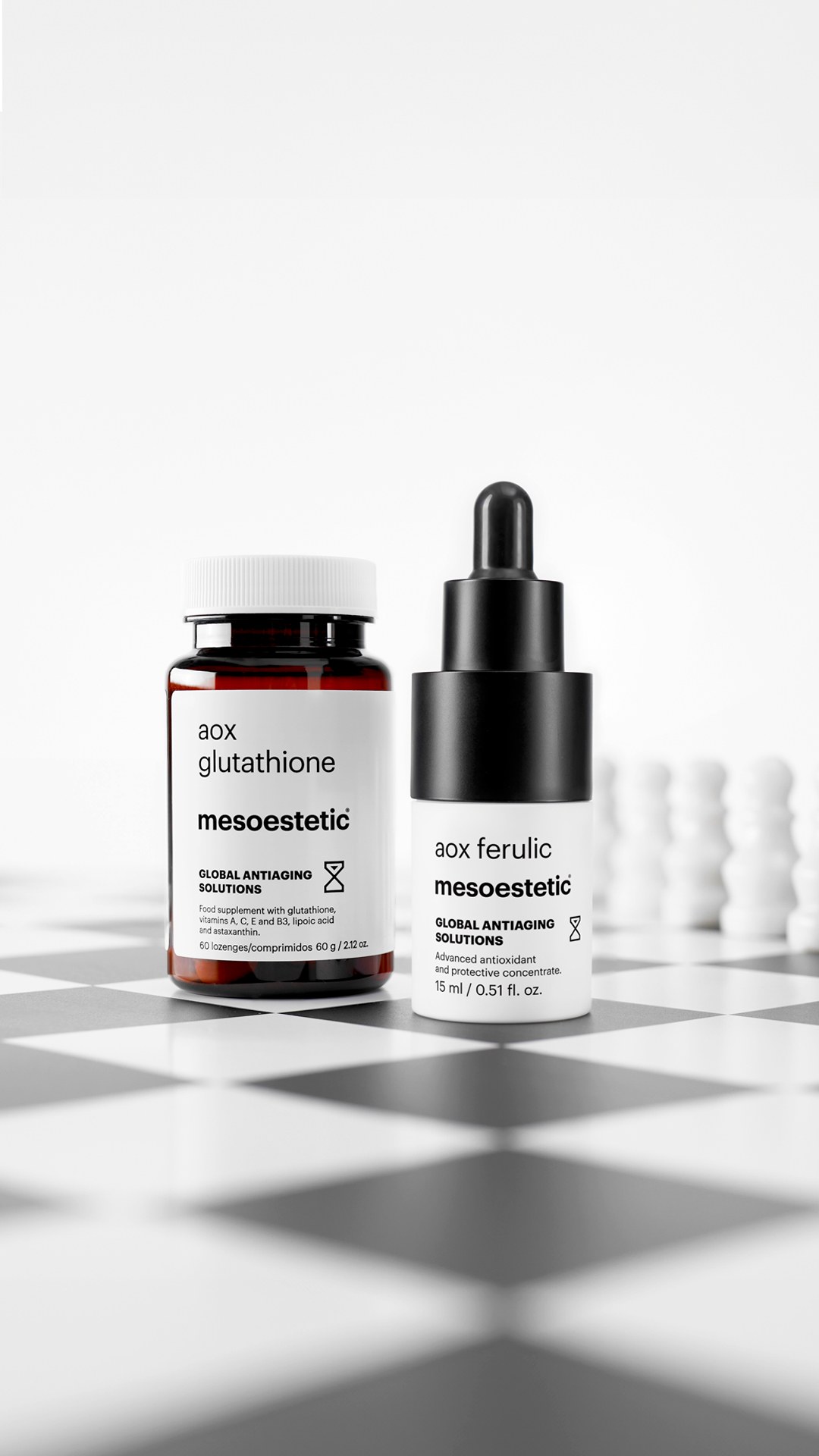 ¡Descubre el poder del dúo aox ferulic y aox glutathione! 🖤 Una combinación ganadora de concentrado + complemento alimenticio para hacer jaque al enjejecimiento:, ◼️ aox ferulic es un concentrado 