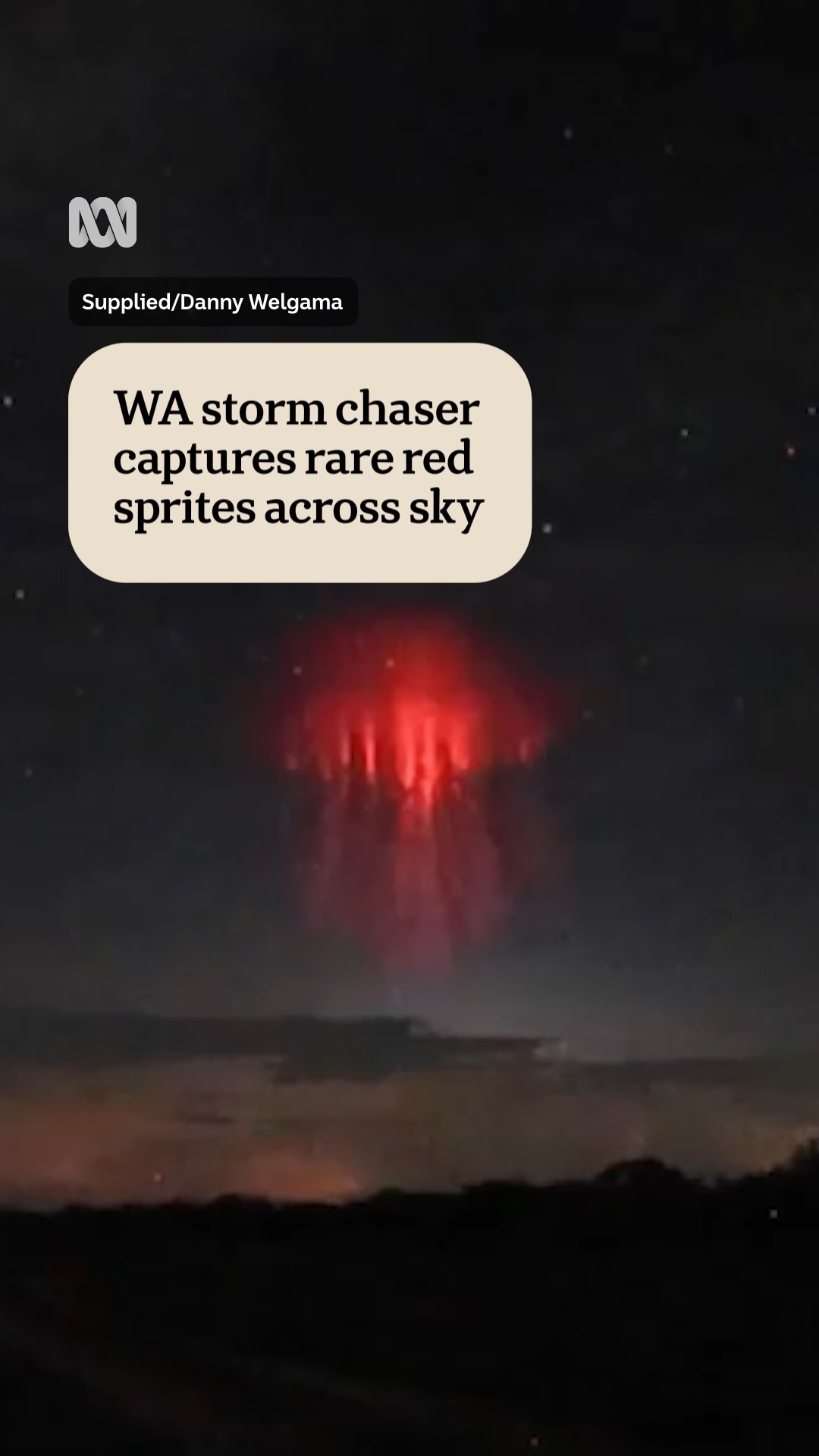 A fleeting burst of red light high above a Kimberley storm, in Western ...